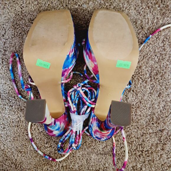 Liliana Johana Tie Dye Platform Wrap-Around Ankle High Heels Prom Homecoming 8 - Picture 10 of 10